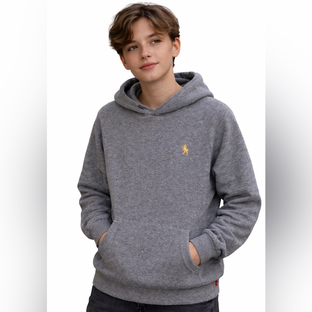 Vintage English Laundry Gray Hoodie Kangaroo Pocket Embroidered Logo | UNISEX |